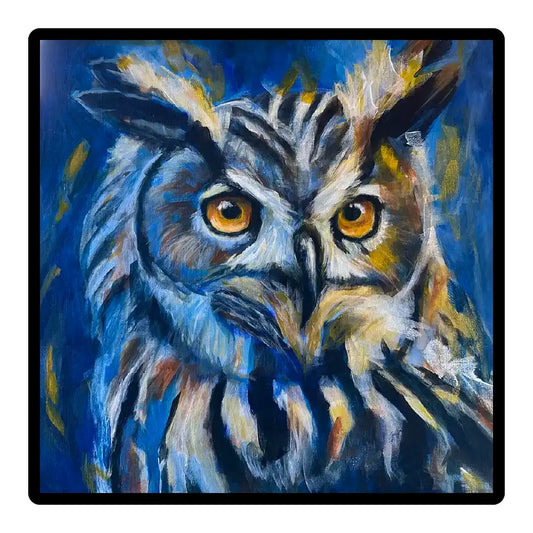 Owl Framed Ceramic Tile 8” x 8”