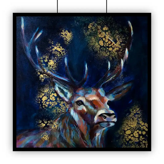 Stag in Blue Original Artwork