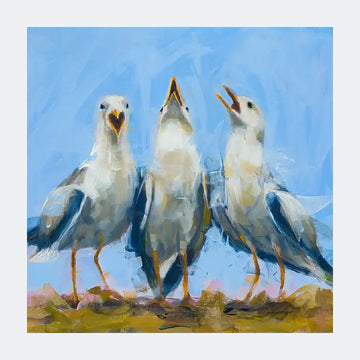 Seagulls Gossip Gulls Wildlife Print