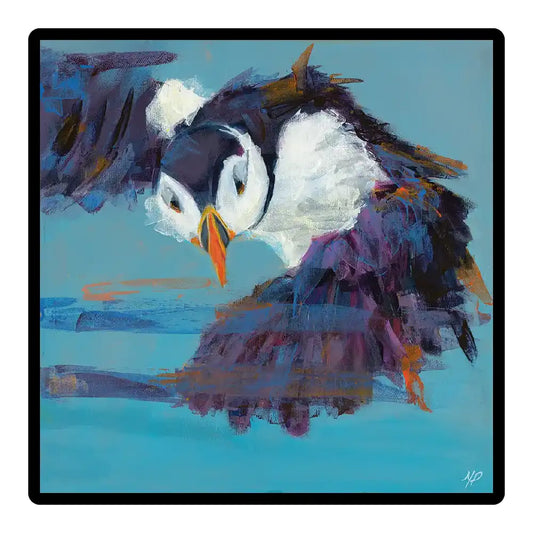 New Puffin In Flight Framed Ceramic Tile 8” x 8”