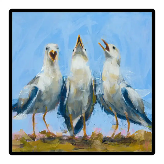 Seagulls Gossip Gulls Framed Ceramic Tile 10” x 8”